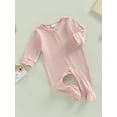 thumbnail image 3 of Faithtur Bébé Filles Garçons Footies Romper Col Rond Manches Longues Combinaisons Automne Obliques Bodysuits, 3 of 8