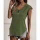 thumbnail image 2 of Mujer Cremallera Cuello en V Encaje Crochet Ojal Top Manga corta Camisa casual Transpirable Color puro, 2 of 6