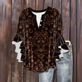 thumbnail image 4 of Tejiojio Women's Casual Printed Top Lace Trim V-Neck 3/4 Sleeves Button Down Fashionable Daily Wear, 4 of 6