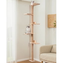 DOMIPET Cat Tree, 5 Tier Floor To Ceiling Cats Tower, Wall-Mounted Cat Scratching Post, Wild Simulation Cats Wall Shelves