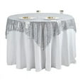 thumbnail image 2 of Balsa Circle 60" x 60" Silver Sequin Square Table Overlays Wedding Catering Tablecloth Linens, 2 of 8