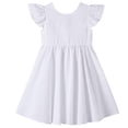 thumbnail image 2 of Loopsun 1-8 Years Girls Short Sleeve Ruffle Sleeves Open Back Solid Summer Dress White, 3-4 Years, 2 of 4