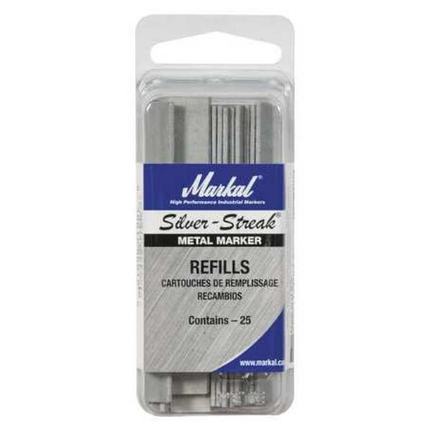 MARKAL Welding Marker,Silver,Refills,PK25 96018