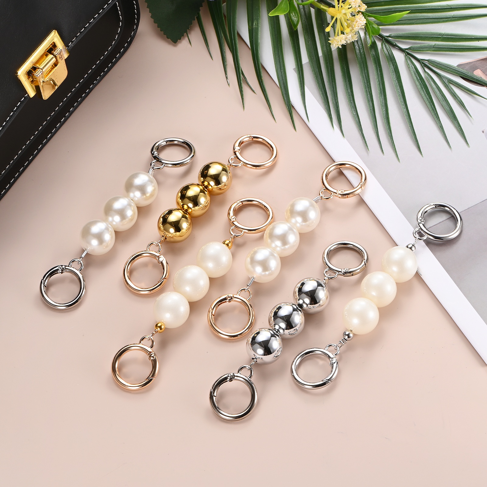 Uxcell 5.51IN Purse Extender Chain [2PCS] - Pearl Bag Short Chain