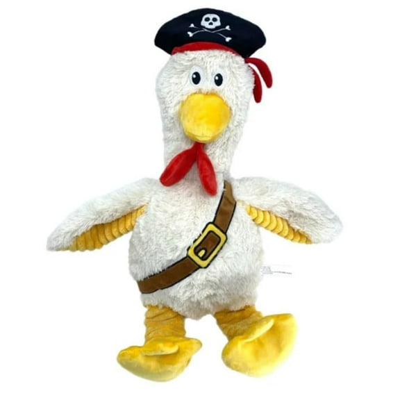 Think Dog Pirate Chicken Dog Toys – Squeaky Plush – White - 18" Tall - Large