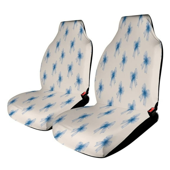 Blue Bow Pattern Car Seat Covers,Universal Auto Front Seats Protector Fits for Car,SUV Sedan,Truck