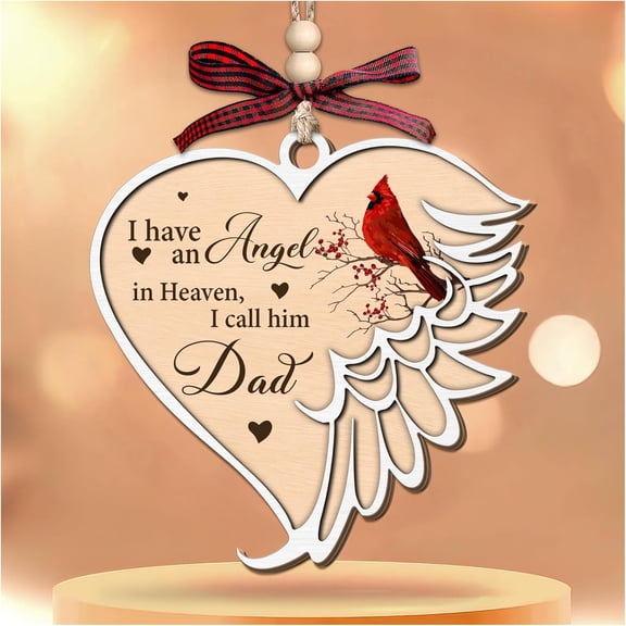 Hyturlte Dad Memorial Ornament – Cardinal Christmas Ornament for Loss of Father – I Have an Angel in Heaven I Call Him Dad – Sympathy Remembrance Gifts, in Memory of Father Ornament Decoration
