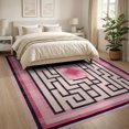thumbnail image 3 of ODIKA 8'x10' Washable Area Rug Non-Slip Chair-Friendly Mat Geometric Modern Abstract Maze With Interlocking Diamond Grid Motif for Dining Room, Large Office, Lounge, 3 of 7