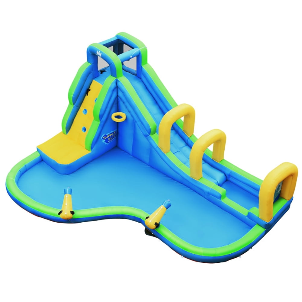 Aimee Lii Inflatable Water Slide Kids Bounce House with Water Cannons and Hose Without Blower, Playhouse for Kids Outdoor