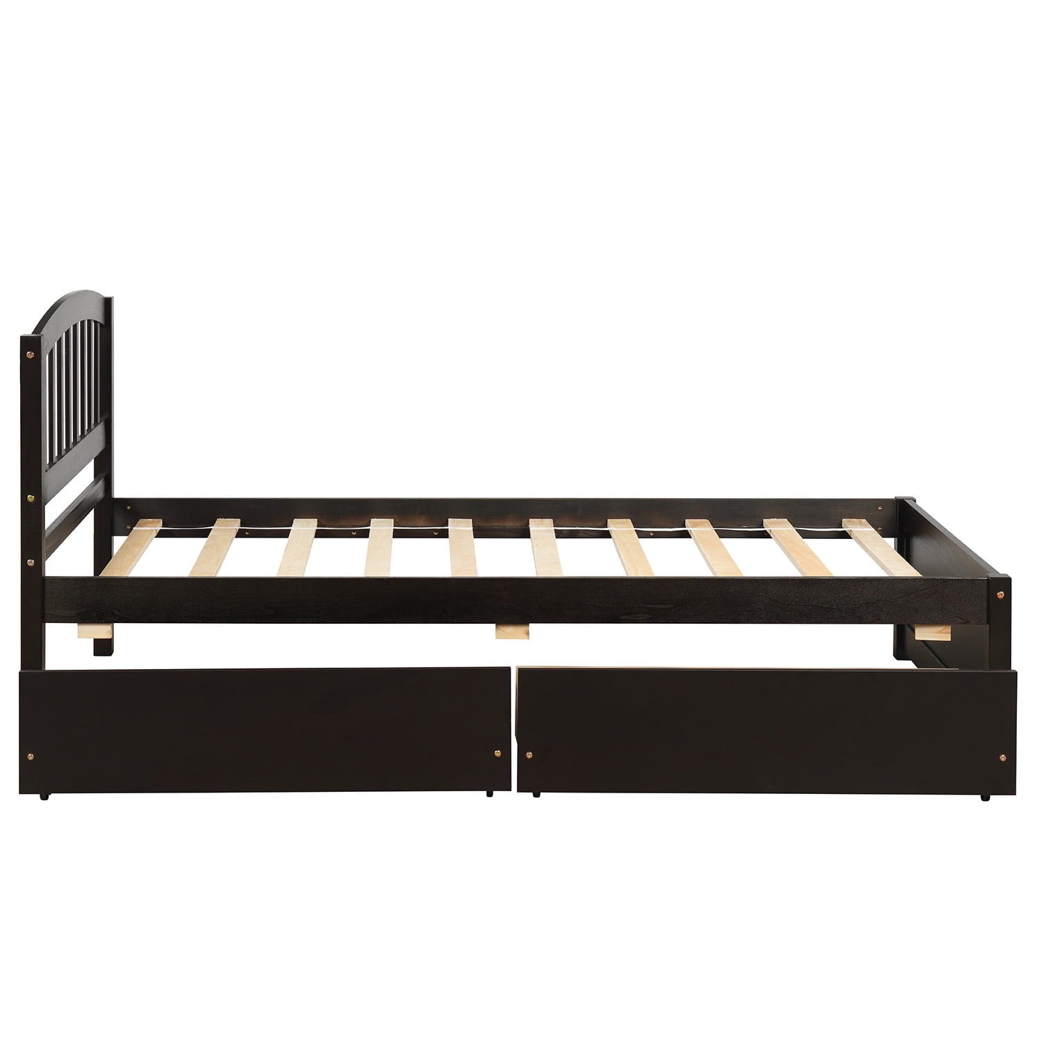 Gewnee Kids Wood Platform Bed,Twin Size Platform Bed with Headboard and Storage Drawers,Espresso