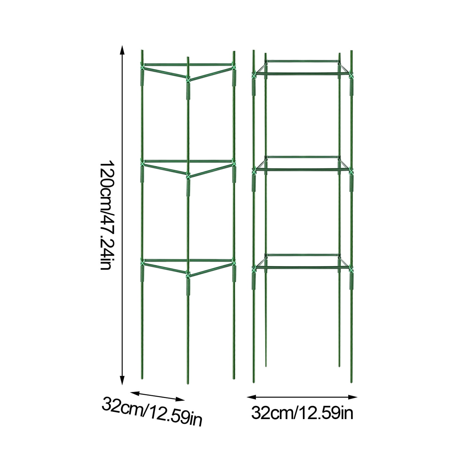 Tomato Support Cage with Plastic Coated Steel Pipes, Climbing Plant Trellis for Vegetable Gardens, Orchids, and Eggplant A#030 Green