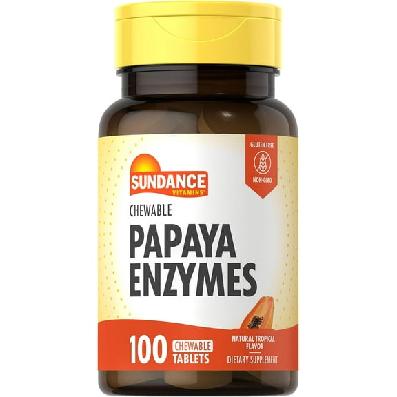 Papaya Enzymes | 100 Chewable Tablets | Tropical Flavor | by Sundance