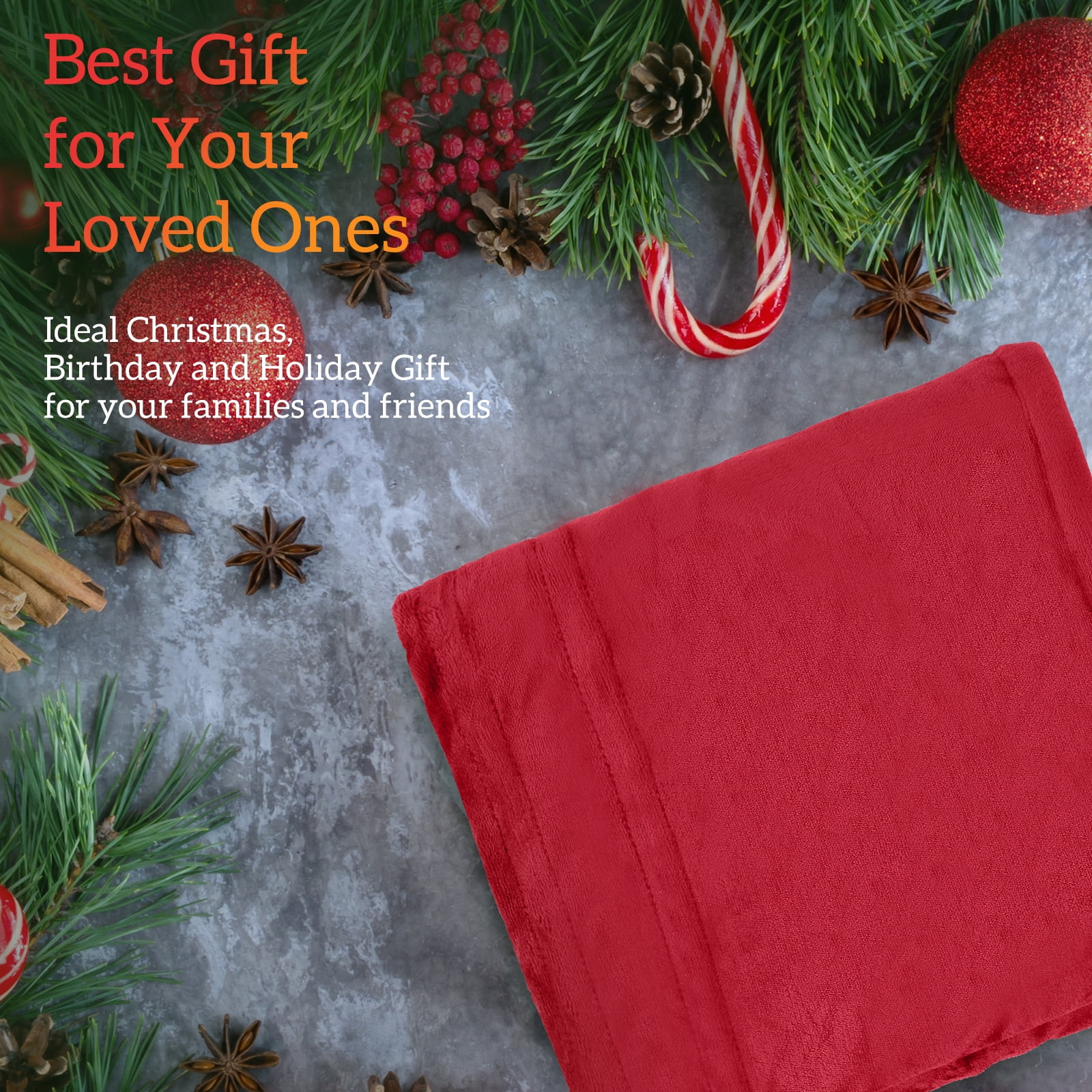 Sable Electric Heated Blanket Throw, Full 72" x 84" Oversized Flannel Blanket with 10 Heating Levels, 1-12 Timer Settings, ETL Certified, Machine Washable, Red