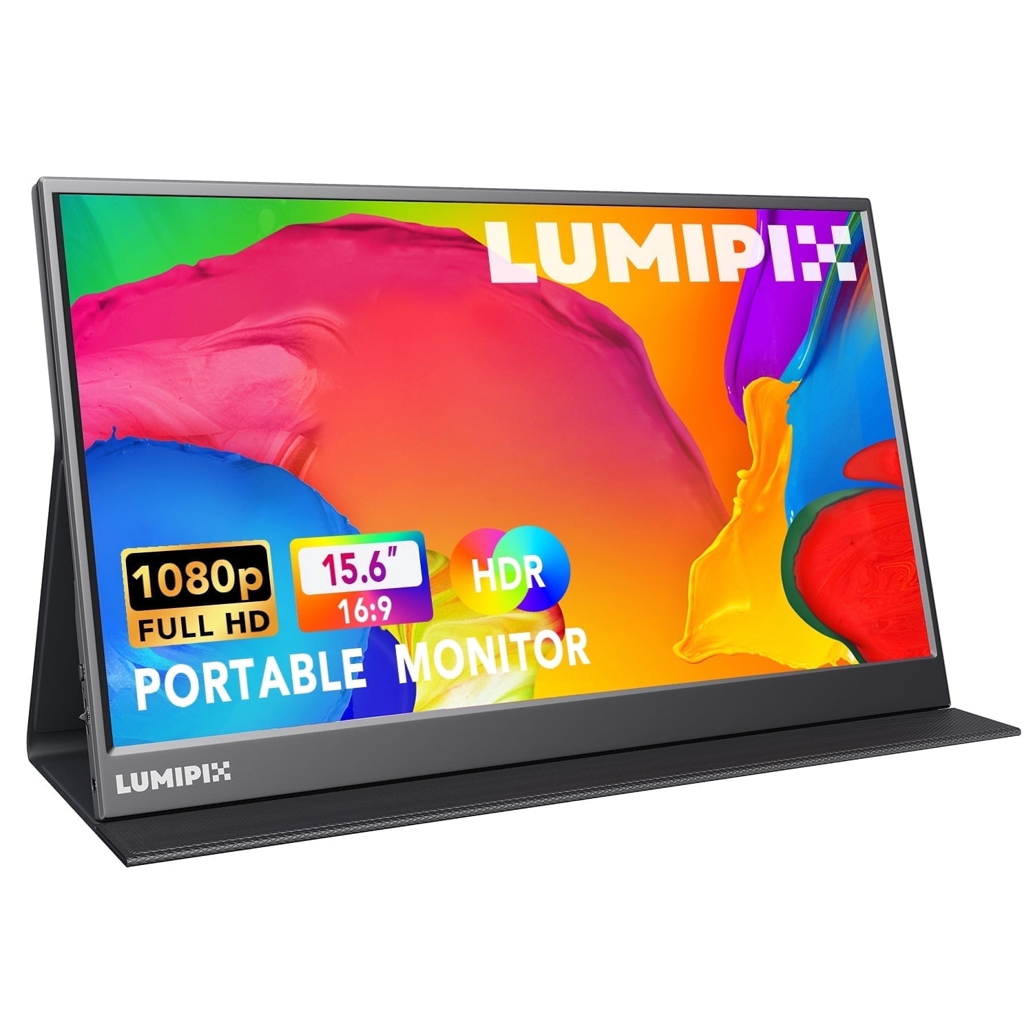 15.6 Inch Portable Monitor 1080P FHD IPS Gaming Display Monitor with USB-C & HDMI Light Weight Ultra-Slim External Second Screen with Smart Cover & Speakers for Laptop，PC, Mac, Phone, PS5, Switch