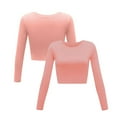 thumbnail image 2 of WTXUE T-Shirts Long Sleeve, Crew Neck Shirts for Women Sexy Neck Short Slim Basi C Round Top Blouse Solid | Casual for Women Pink XL, 2 of 6