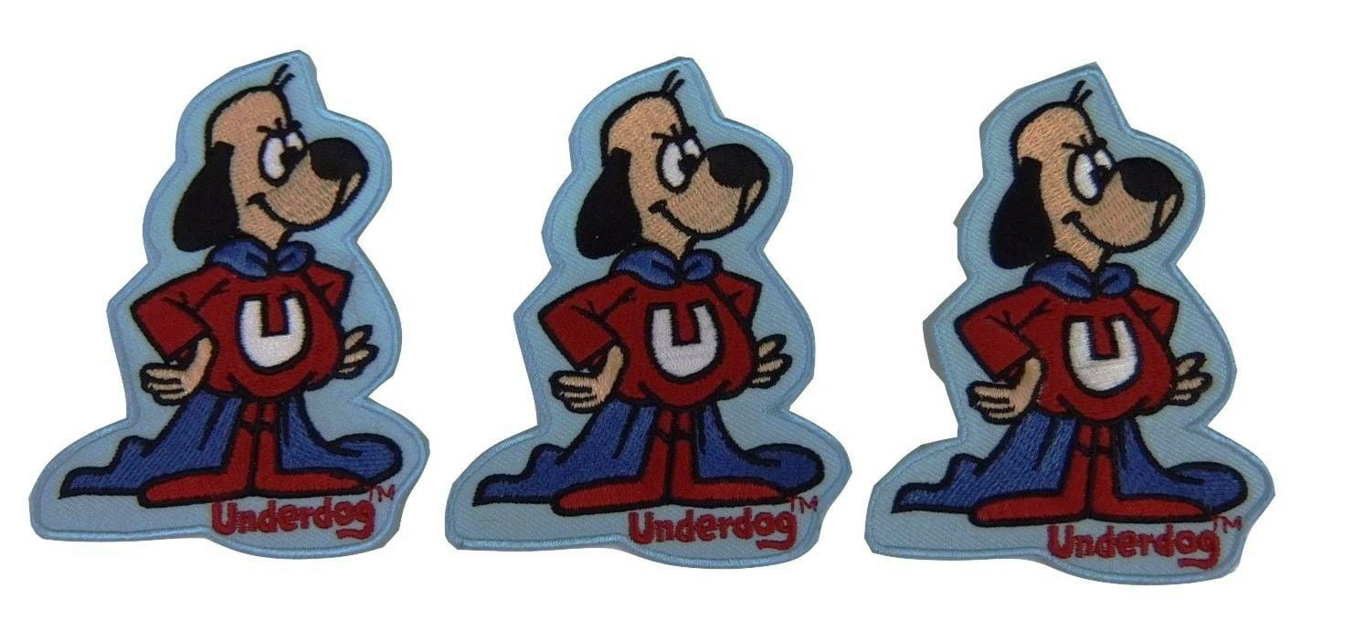 Underdog Cartoon Series Character 3" Tall Embroidered Patch Set of 3