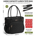 thumbnail image 2 of Insulated Lunch Bag for Women, Quilted Lunch Tote Cooler Bag with 40oz Cup Holder & Strap,14L Leakproof Lunch Box for Work Office Teacher Nurse Picnic Travel, Black, 2 of 9