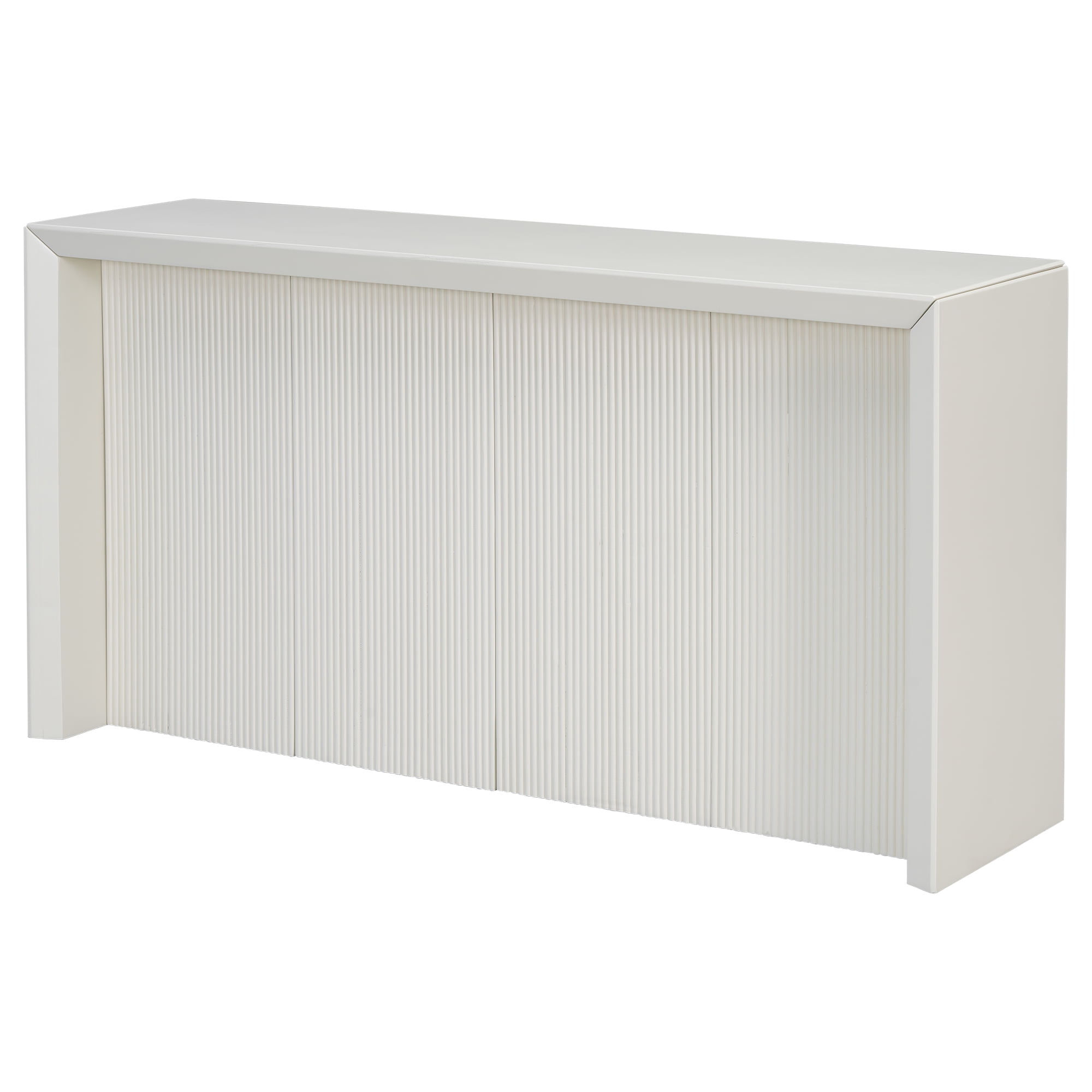 Harper & Bright Designs Fluted Wood Console Table , Minimalist Acacia Wood Entryway Table forHallway and Entryway , White