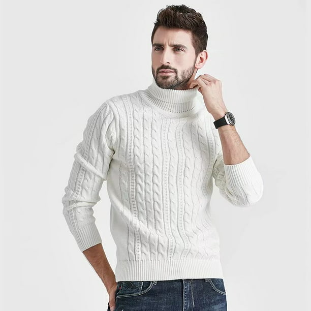 Men's Winter Casual Turtleneck Sweater Slim Soft comfort Knitted ...