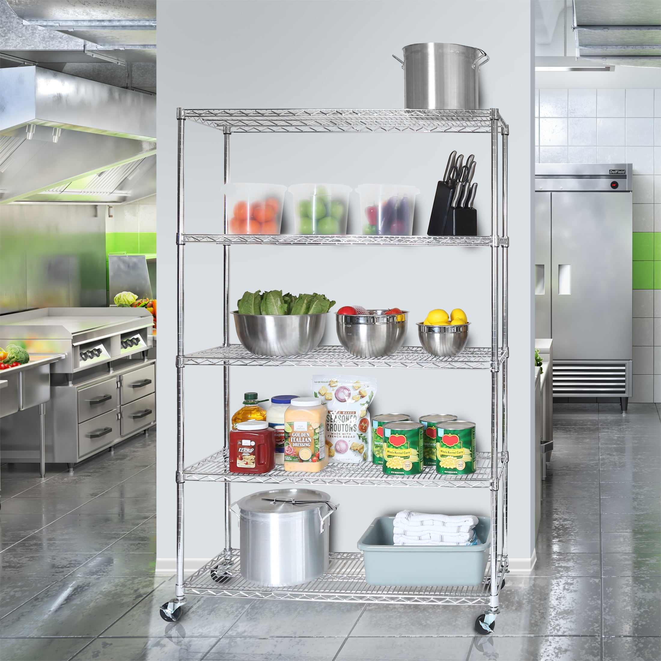 Commercial Kitchen Plastic Steel Cold Room Storage Rack for Restaurant -  China Stainless Steel Kitchen Display Shelves and Stainless Steel Storage  Rack Kitchen Rack Shelf price