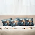 thumbnail image 4 of Ambesonne Lake Throw Pillow Cover Pack of 4, Sunset Horizon Dreamcatcher, 4 Pcs-18" x 18", Slate Blue Orange, 4 of 5
