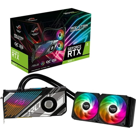 ASUS ROG Strix LC NVIDIA GeForce RTX 3080 Ti OC Edition Gaming Graphics Card (PCIe 4.0, 12GB GDDR6X, HDMI 2.1, DisplayPort 1.4a, Full-Coverage Cold Plate, 240mm Radiator, 600mm tubing, GPU Tweak II) Graphic Card