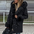 thumbnail image 3 of Chaqueta acolchada de algodón con cuello de piel desmontable, parka con capucha, abrigo cálido acolchado de algodón para mujer, chaqueta de abrigo de moda con cremallera, 3 of 5