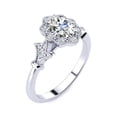 thumbnail image 2 of SuperJeweler 1 Carat Oval Shape Moissanite and Halo Diamond Ring In Sterling Silver For Women, 2 of 6