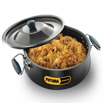 Futura Big Boy Biryani Handi 12 Liters - Non Stick Pot With Hard Anodised Lid | Sauce Pan For Cooking & Serving Biriyani, Black (NBH12)