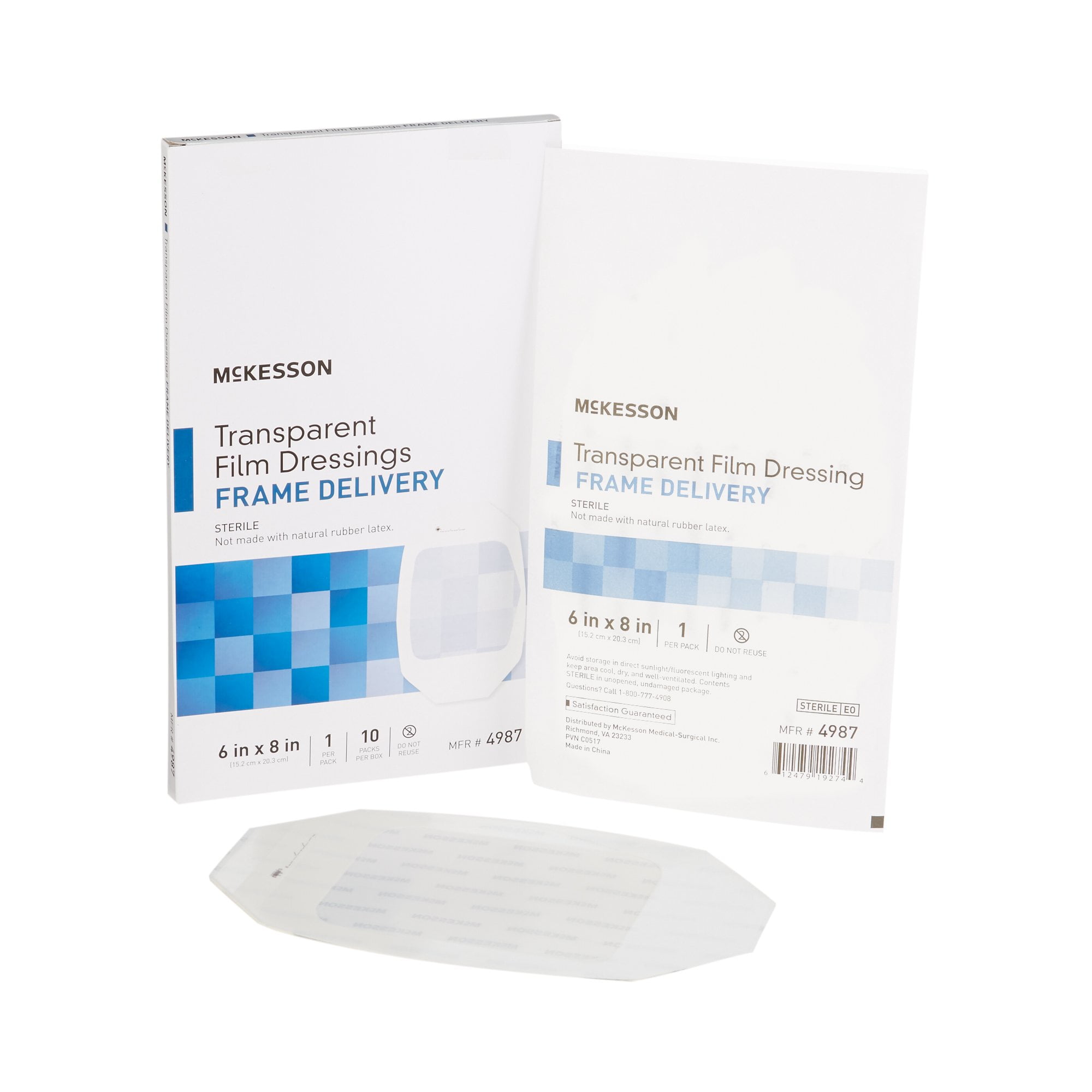 McKesson Transparent Film Dressing Frame Style Delivery Octagon 6 x 8' Sterile 4987, 10 Ct