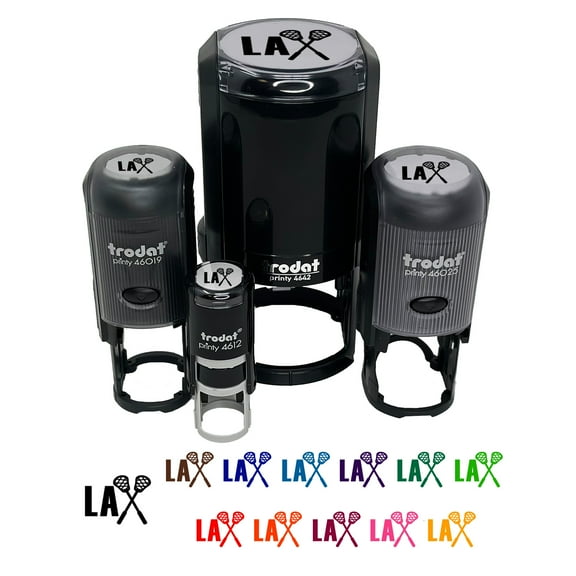 LAX Lacrosse Crossed Sticks Self-Inking Rubber Stamp Ink Stamper - Black Ink - Mini 1/2 Inch
