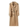 thumbnail image 3 of QHFBli Mens Double Trench Coat Classic Long Double Trench Coat with Shoulder and Waist Khaki 8XL, 3 of 5