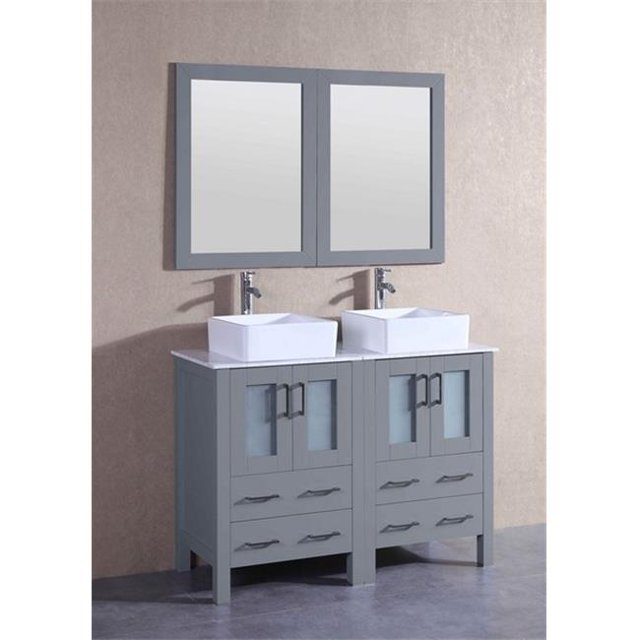 Mercury Import Group AGR224CBECM Ensemble de Vanité Double 48 Po Bosconi - Gris