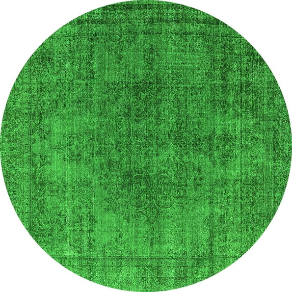 Ahgly Company Indoor Round Oriental Green Industrial Area Rugs, 3' Round
