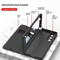 thumbnail image 3 of Leather Case for Z Fold 5 Case with S Pen Holder + Screen Protector, Hinge Protection Cover Case Fold 5 5G Case Stand, 3 of 5