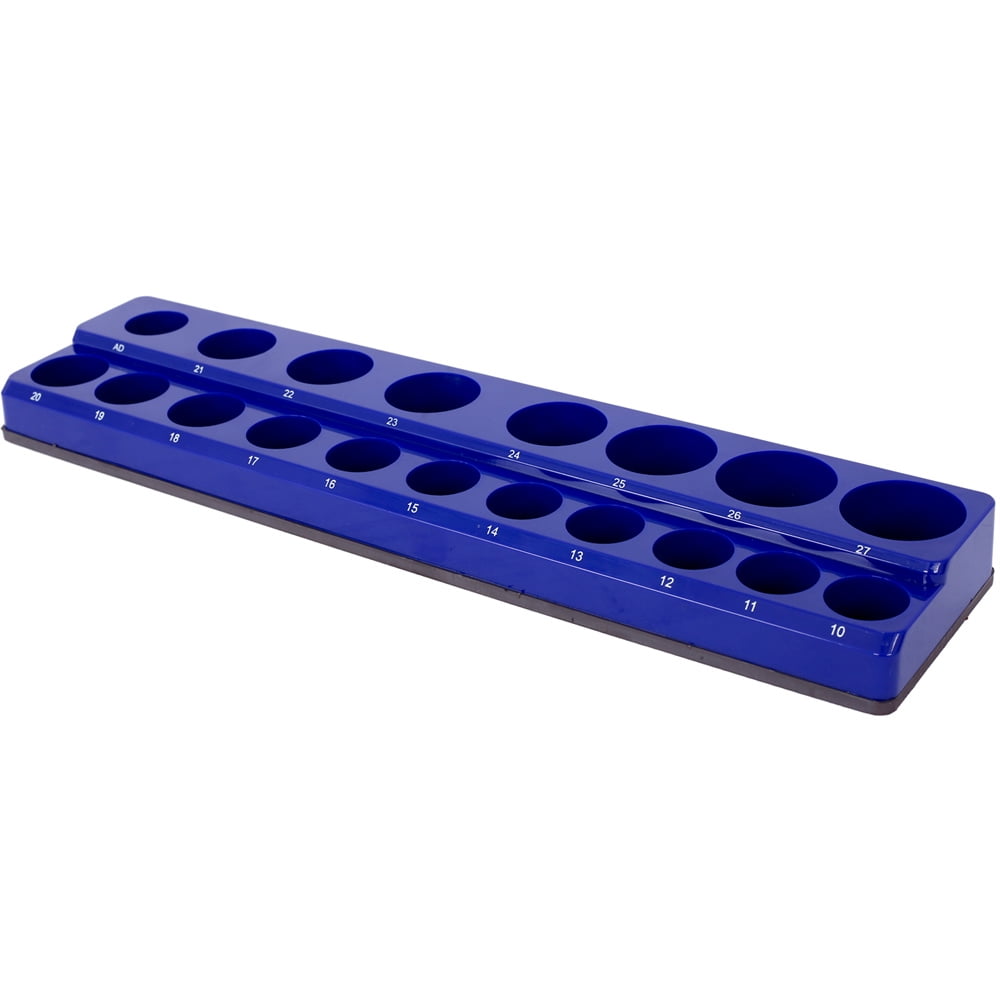 3 Piece Magnetic Socket Organizer Set, 1/2", 1/4" and 3/8" Socket Holder Kit, Attaches to Steel Box / Tool