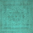 thumbnail image 1 of Ahgly Company Machine Washable Indoor Square Oriental Turquoise Blue Industrial Area Rugs, 4' Square, 1 of 4