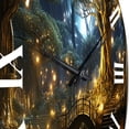thumbnail image 3 of Designart "Gold Teal Fractal Enchanted Oasis" Modern Oversized Wall Clock, 3 of 5