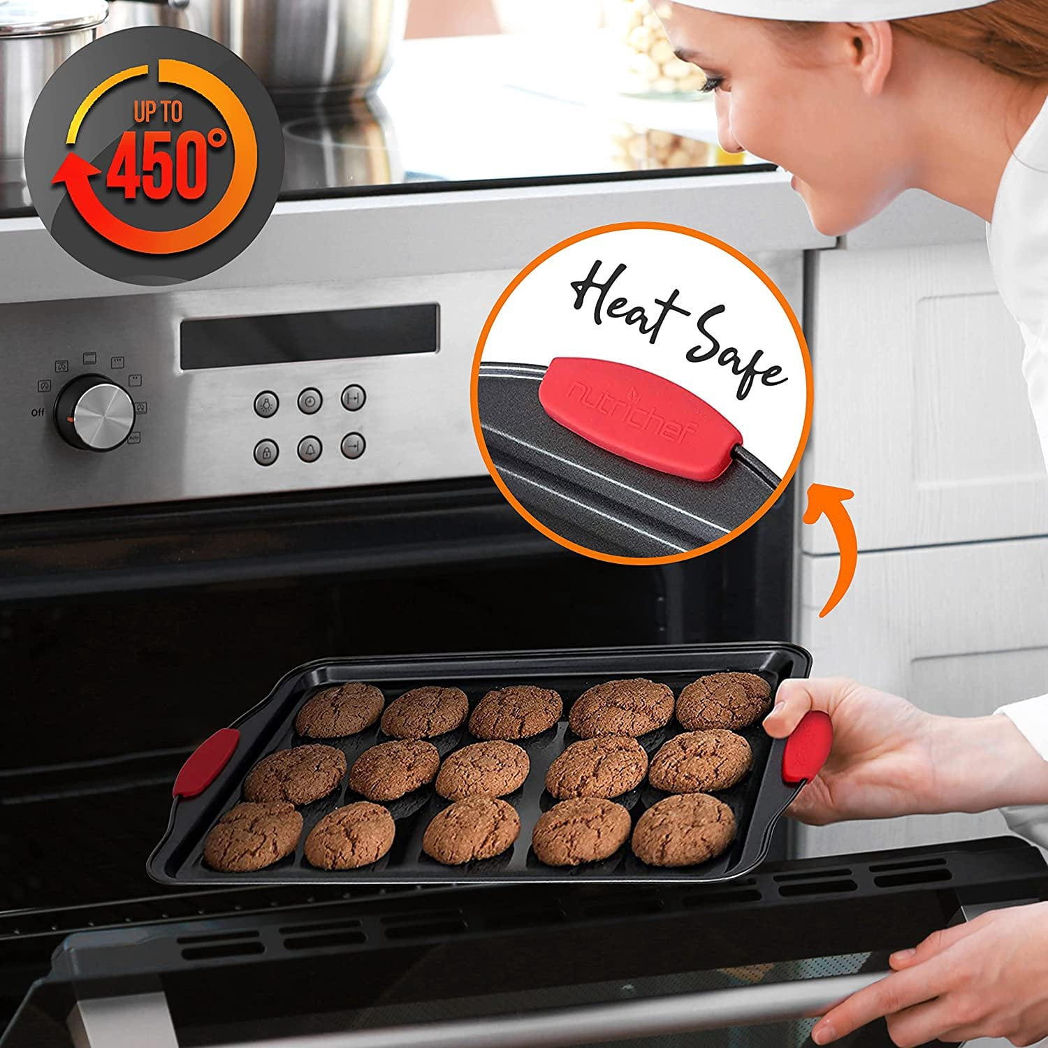21-Piece Nonstick Cookware Set Heat Resistant Lacquer Kitchen Ware Pots Pan w/ Cool-Touch Handles, Saucepan, Fry Pans, Lid, Bakeware, For Gas Electric Ceramic Cooktops