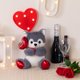 thumbnail image 2 of Peluche HollyHome Husky de 25 cm con globo de amor rojo, 2 of 9