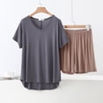 thumbnail image 2 of Jamicy Womens Summer Pajamas Round Neck Soft Loose Short Sleeve Top with Bermuda Shorts Pajama Set Home Wear Two-Piece Set, 2 of 9