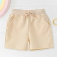 thumbnail image 2 of Zanarzt Toddler Sports Shorts Boy Baby Boys Shorts Cotton Knit Pull On with Adjustable Drawstring Waist Summer Playwear Beige,6-7 Years, 2 of 9