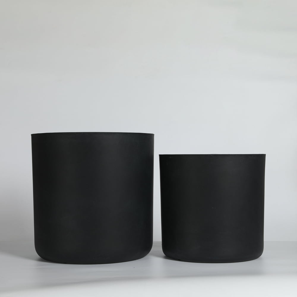 NOBOLEA 2Pcs Round Concrete Planter, Large Indoor/Outdoor Flower Pots with Drainage Hole for Plants for Home Garden Patio, 13" x 13" & 16" x 16"
