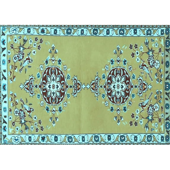 Ahgly Company Indoor Rectangle Persian Light Blue Traditional Area Rugs, 7' x 10'