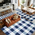 thumbnail image 5 of Navy Blue White Buffalo Check 2.7x5 Area Rugs, Farmhouse Plaid Modern Geometric Non-Skid Rubber Backing Large Rectangle Rugs - Living Room Bedroom Home Office, Indoor Floor Mat Carpets Washable Rug, 5 of 9