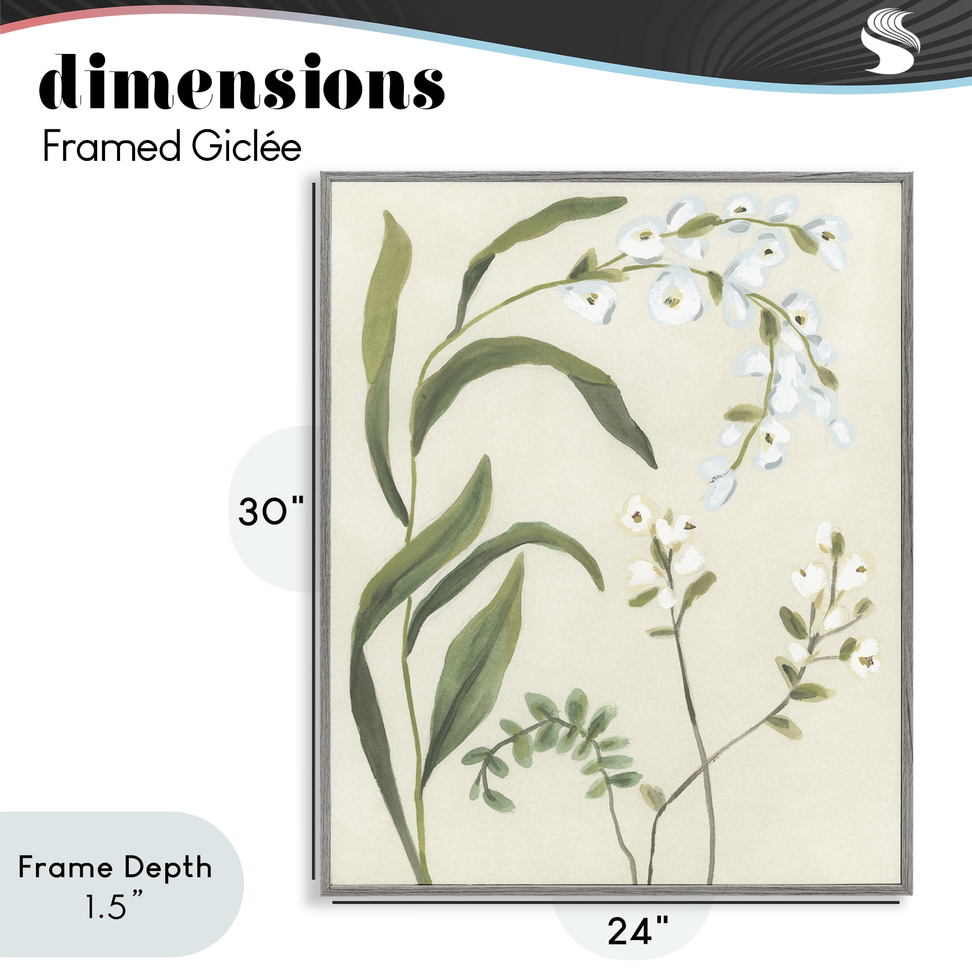 Stupell Industries Soft Snowdrop Stems Gray Framed Giclee Art, design by June Erica Vess