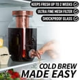 thumbnail image 4 of Zulay Kitchen 1.5 Liter Iced Cold Brew Coffee Maker Glass Carafe & Stainless Steel Mesh Filter, Rose Gold, 4 of 8
