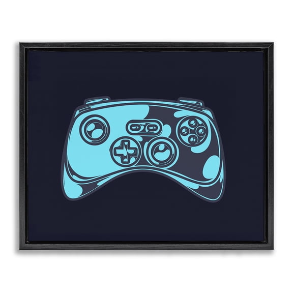 Stupell Industries Gaming Controller on Black Entertainment Painting Black Floater Framed Canvas Art Print Wall Art, 21 x 17