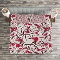 thumbnail image 3 of Ambesonne Vintage Quilted Bedspread Set 3 Pcs, Blooming Spring Branches, King Size, Dark Brown and Dark Coral, 3 of 3