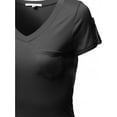 thumbnail image 3 of FashionOutfit Women's Short Sleeve Decorative Button Epaulet Pocket V Neck T Shirt Tops, 3 of 4